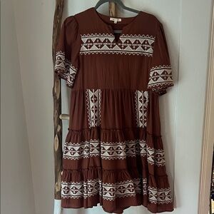 tea n rose rust brown embroidered top
